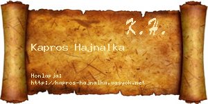 Kapros Hajnalka névjegykártya